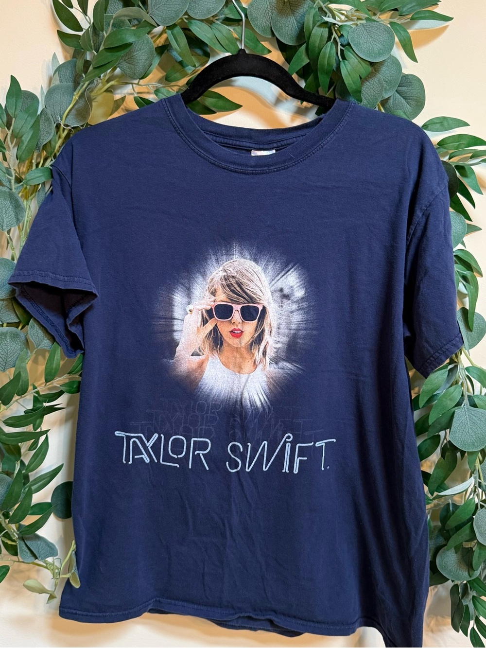 Taylor Swift Navy Graphic Tee with Sunglasses Portrait